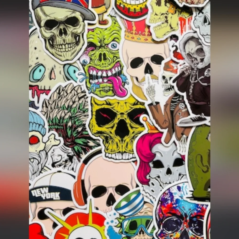 Skull evil smiley faces sticker diy bundle